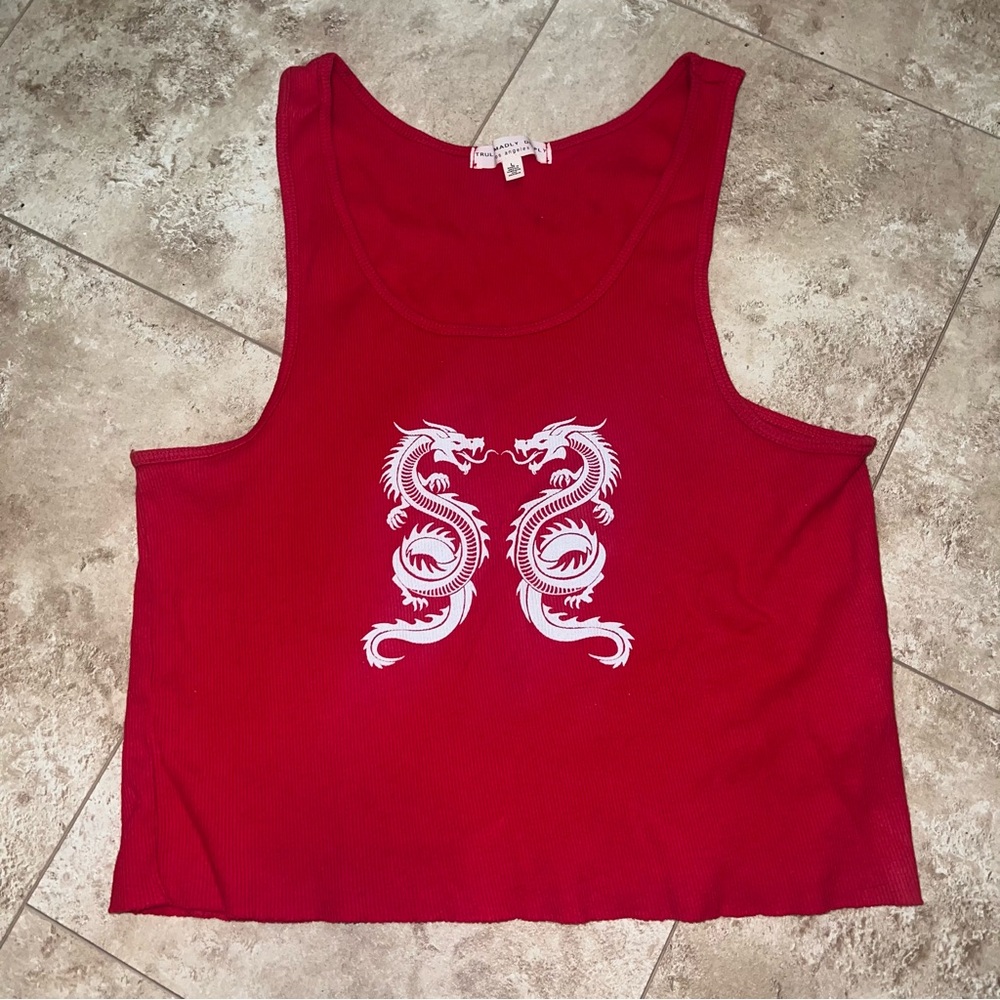 Urban Outfitters red ribbed crop top tank